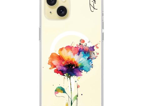 A Beautiful Watercolour Flower iPhone 15 Plus MagSafe Compatible Ultra Clear Case on Sale