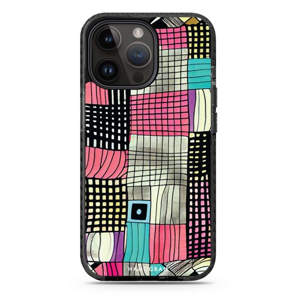 Abstract Checked Pattern iPhone 14 Pro MagSafe Compatible Durashock Case For Discount