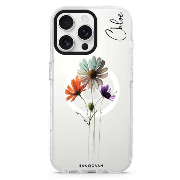 A watercolour floral iPhone 15 Pro MagSafe Compatible Ultra Clear Case For Discount