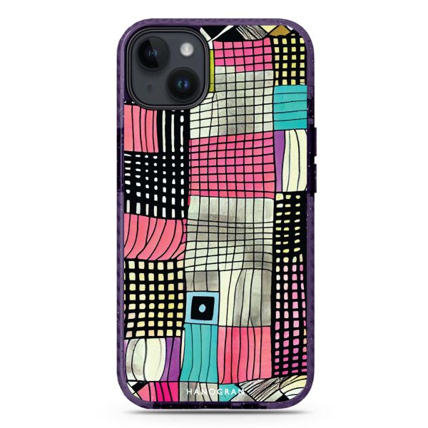 Abstract Checked Pattern iPhone 14 MagSafe Compatible Durashock Case Online Sale