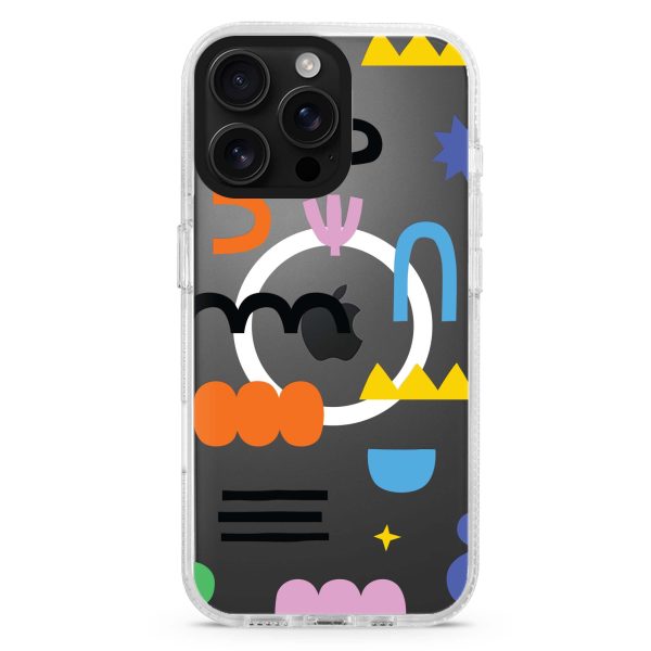 Abstract Doodles Pattern iPhone 15 Pro MagSafe Compatible Ultra Clear Case Online Sale