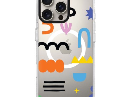 Abstract Doodles Pattern iPhone 15 Pro MagSafe Compatible Ultra Clear Case Online Sale