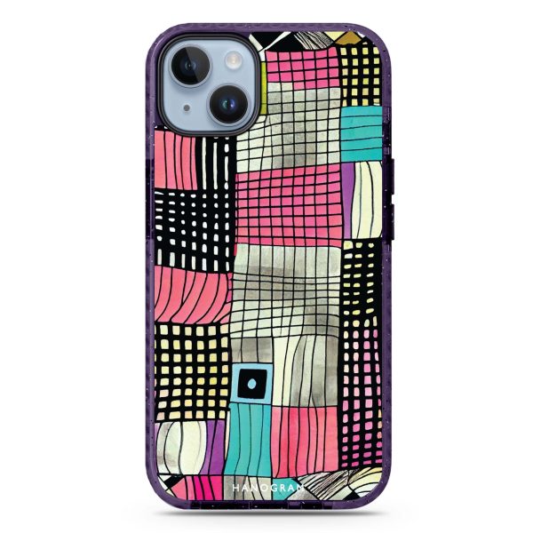 Abstract Checked Pattern iPhone 14 MagSafe Compatible Durashock Case Online Sale