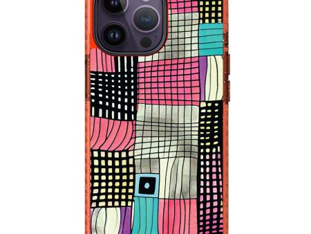 Abstract Checked Pattern iPhone 14 Pro Durashock Case For Cheap