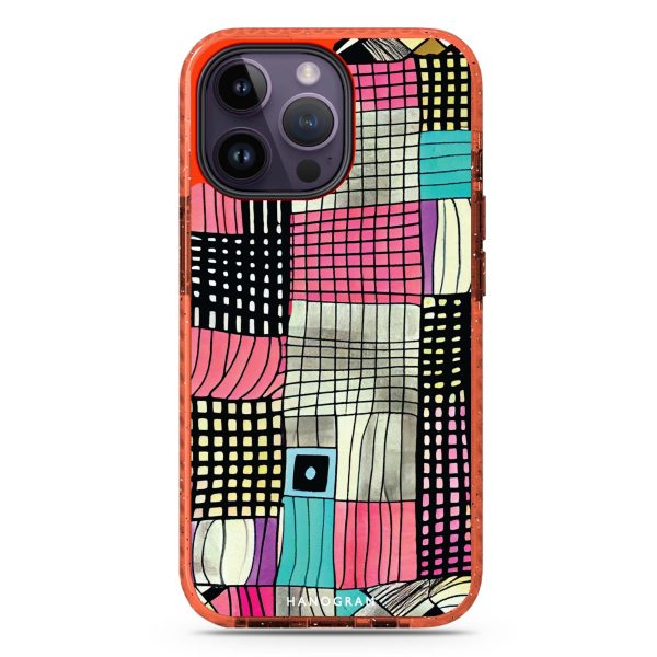 Abstract Checked Pattern iPhone 14 Pro Durashock Case For Cheap