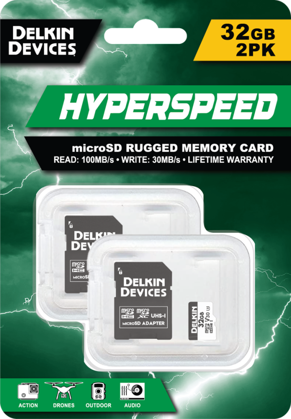 Delkin Devices Hyperspeed UHS-I (U3 V30) 32GB microSD Memory Cards (2PK) Discount